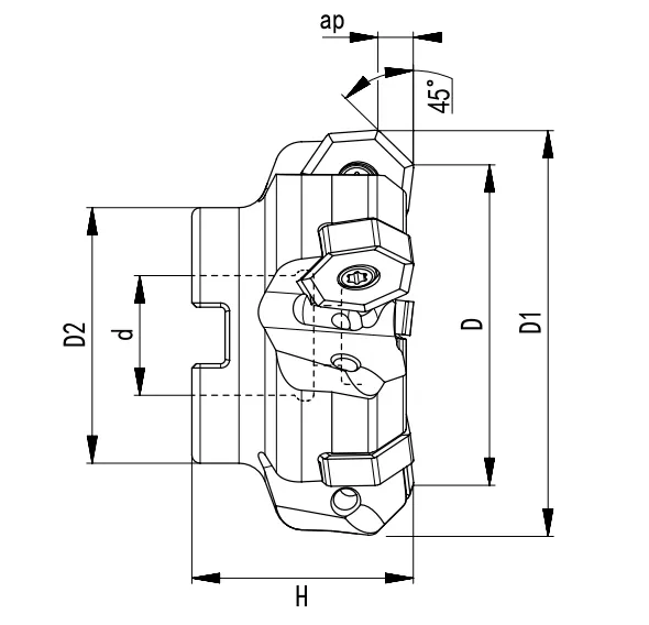 SPECIFICATION OF FACE MILLING CUTTER, 45° XNMX 0906 - 翻译中...