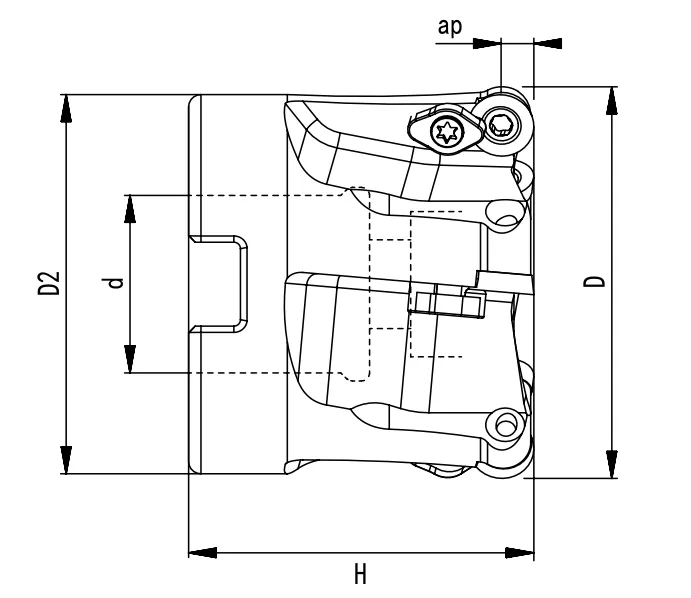 SPECIFICATION OF FACE MILLING CUTTER, ROUND INSERTS RP0802 - 翻译中...