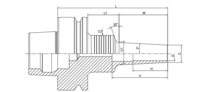 ТЕХНИЧЕСКИЕ ХАРАКТЕРИСТИКИ ТЕРМОУСАДОЧНОГО ПАТРОНА HSK-F 3° ТОНКОЙ ФОРМЫ B
