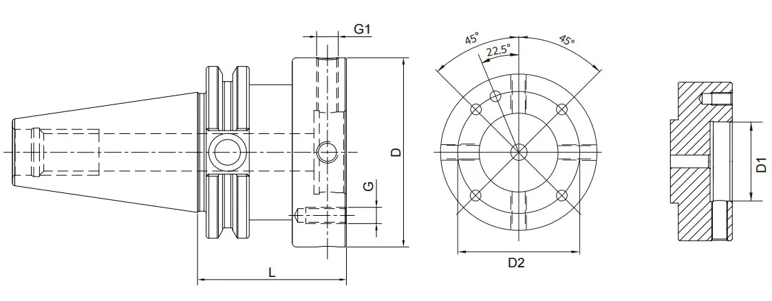 Технические характеристики регулируемого фланцевого адаптера ANSI B5.50.