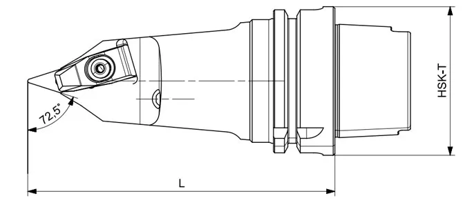 Технические характеристики токарного инструмента HSK-T DVVNN 72,5°/35°/72,5°