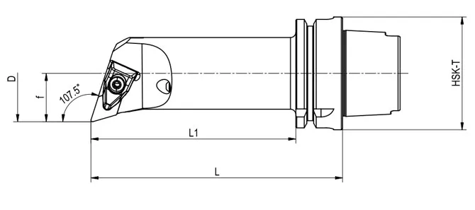 Технические характеристики токарного инструмента HSK-T DDQNR | DDQNL 107,5°/55°, длинный