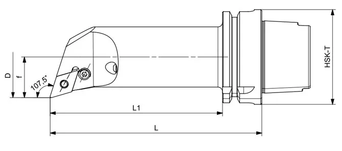 Технические характеристики токарного инструмента HSK-T PDQNR | PDQNL 107,5°/55°, длинный